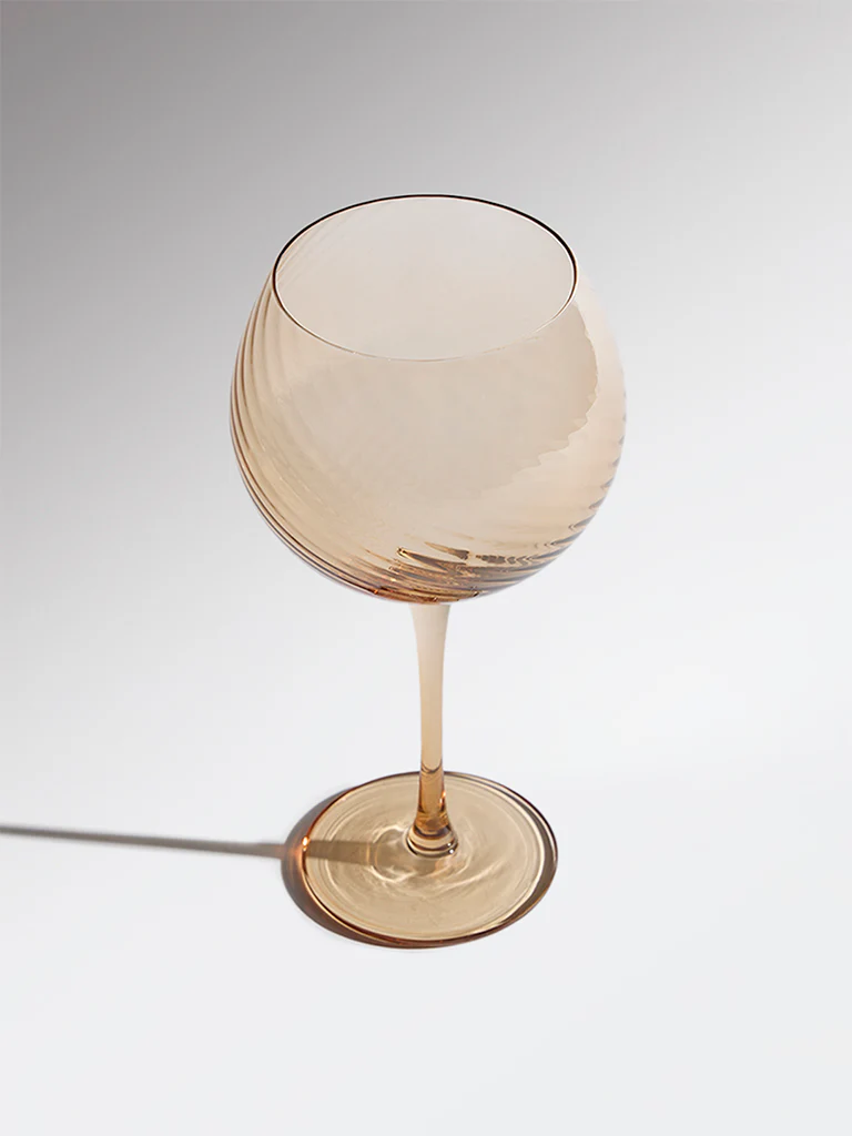 Westside Home Amber Round Swirl Coupe Glass - Image 3