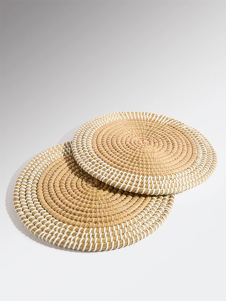 Westside Home Beige Braided Placemats (Set of 2)
