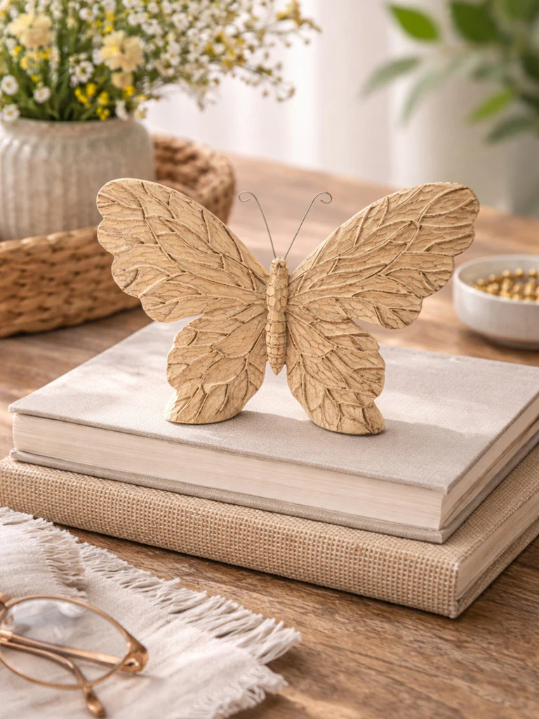 Westside Home Beige Butterfly Decorative Object