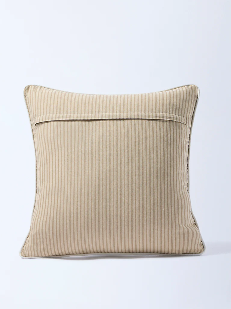Westside Home Beige Floral Embroidered Cushion Cover - Image 2