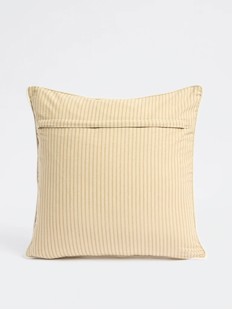 Westside Home Beige Floral Embroidered Cushion Cover - Image 2