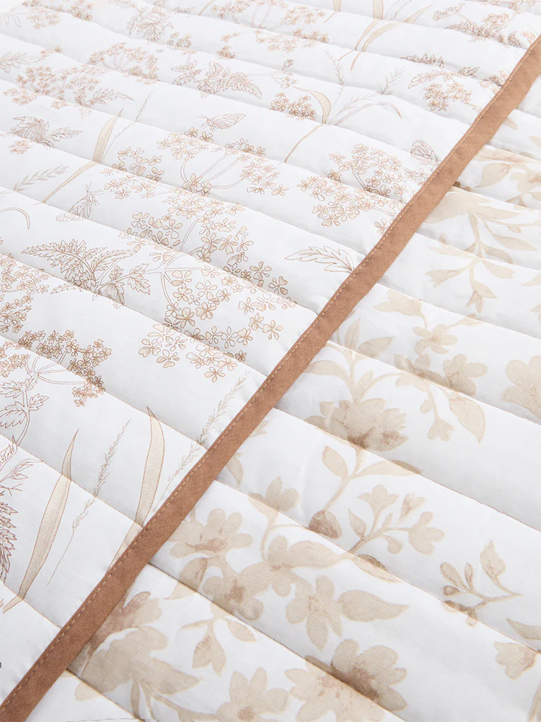 Westside Home Beige Floral Printed Reversible Single Bed Comforter - Image 3