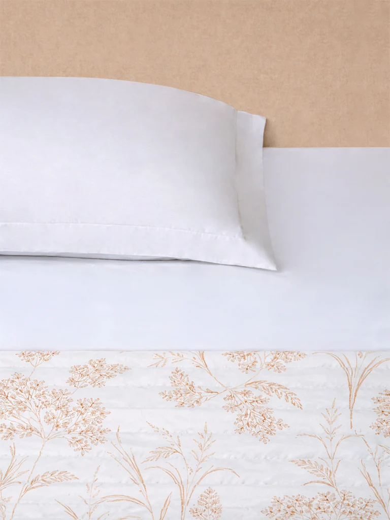 Westside Home Beige Floral Reversible Double Bed Comforter