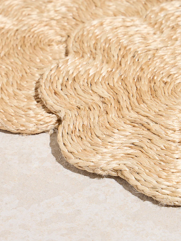 Westside Home Beige Jute Floral Design Trivet (Set of 2) - Image 3