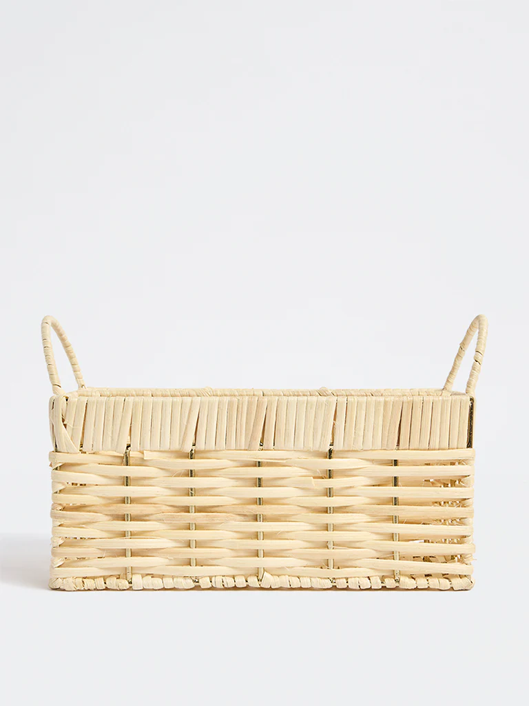 Westside Home Beige Rattan Woven Cutlery Holder