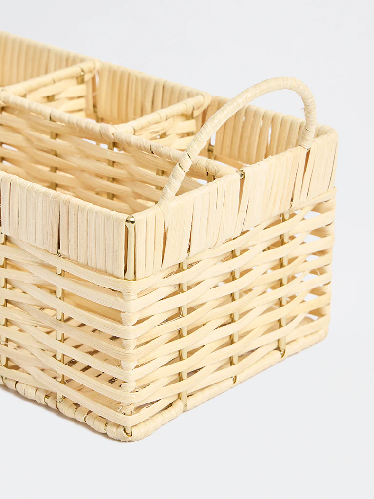 Westside Home Beige Rattan Woven Cutlery Holder - Image 3