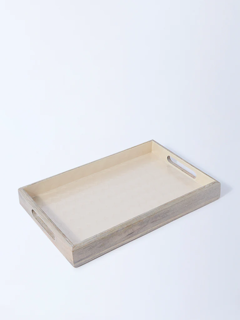 Westside Home Beige Shell-Detailed Enamel Tray - Image 2