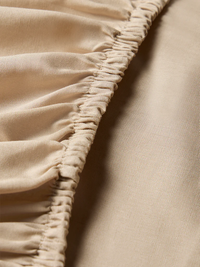 Westside Home Beige Solid Queen Bed Sheet Set - Image 3