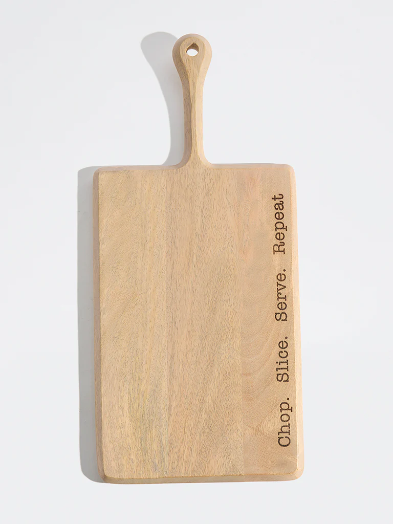 Westside Home Beige Typographic Wooden Chopper - Large