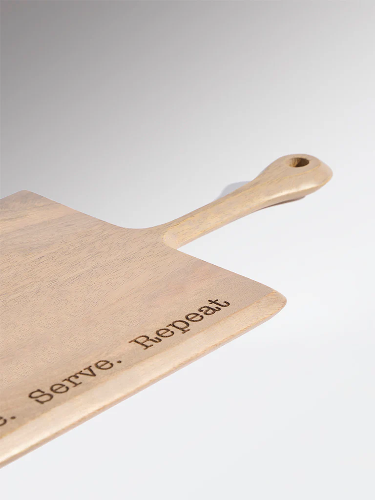 Westside Home Beige Typographic Wooden Chopper - Large - Image 3