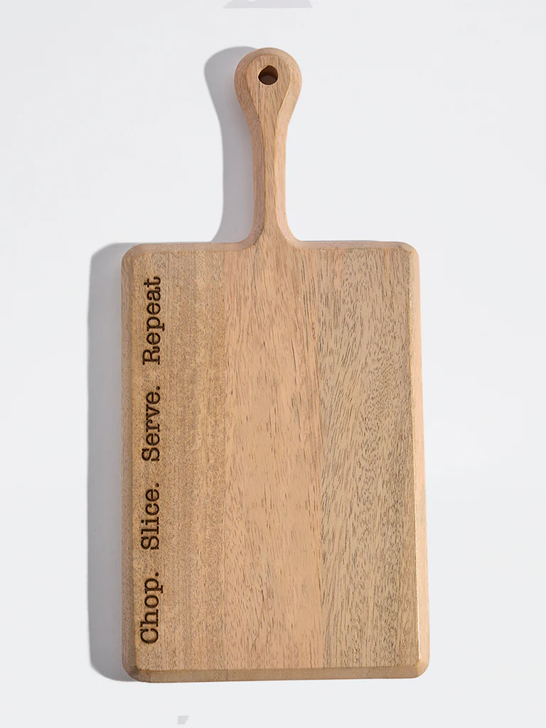 Westside Home Beige Typographic Wooden Chopper - Small