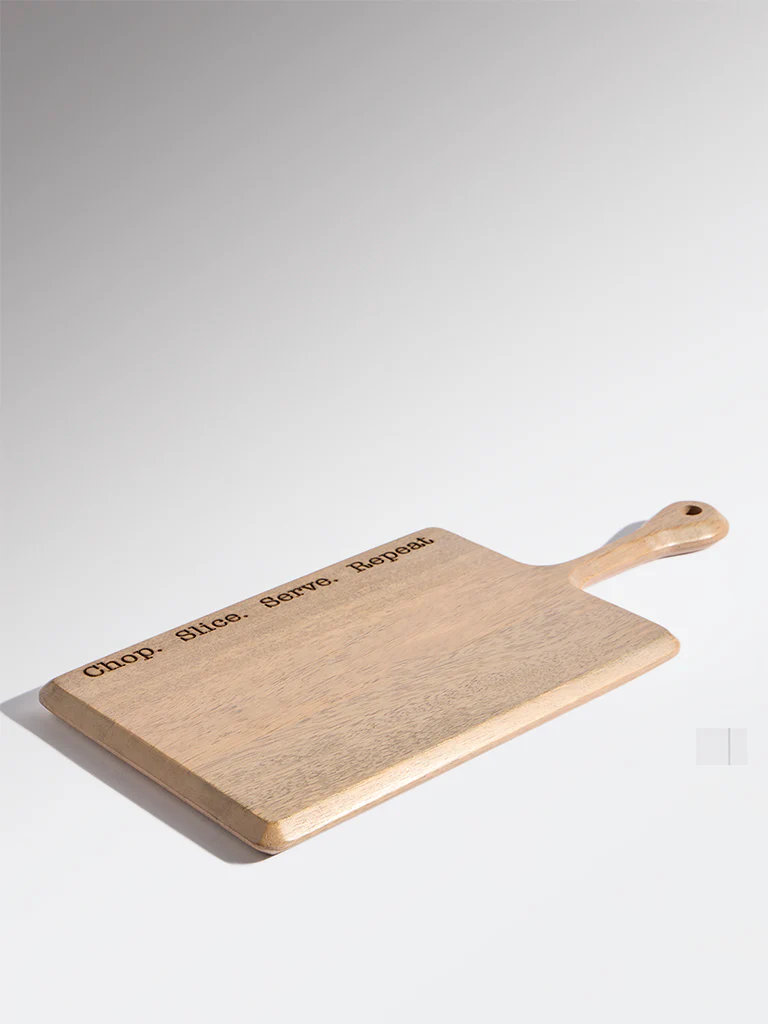 Westside Home Beige Typographic Wooden Chopper - Small - Image 2