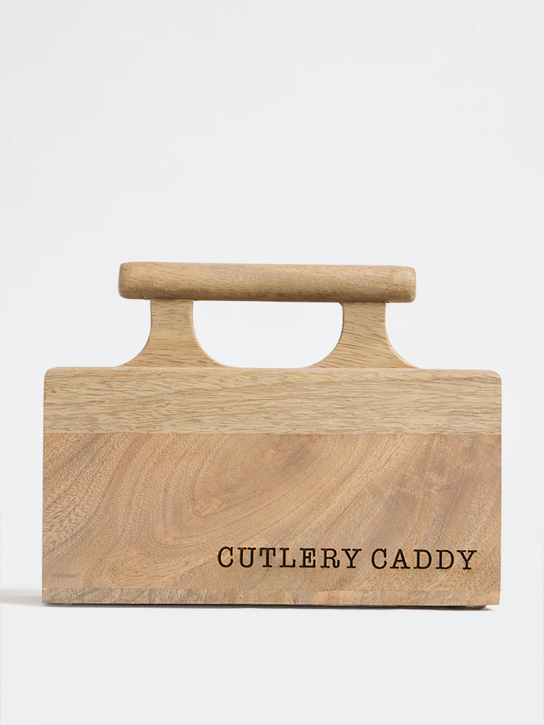 Westside Home Beige Wooden Cutlery Caddy