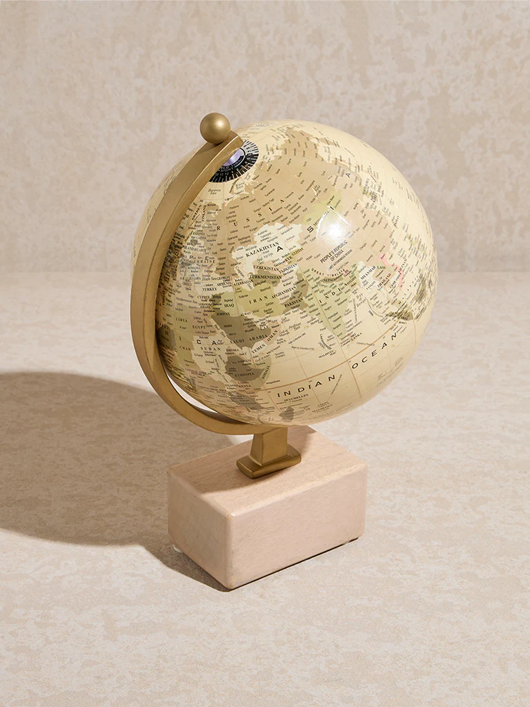 Westside Home Beige Wooden Globe - Image 2