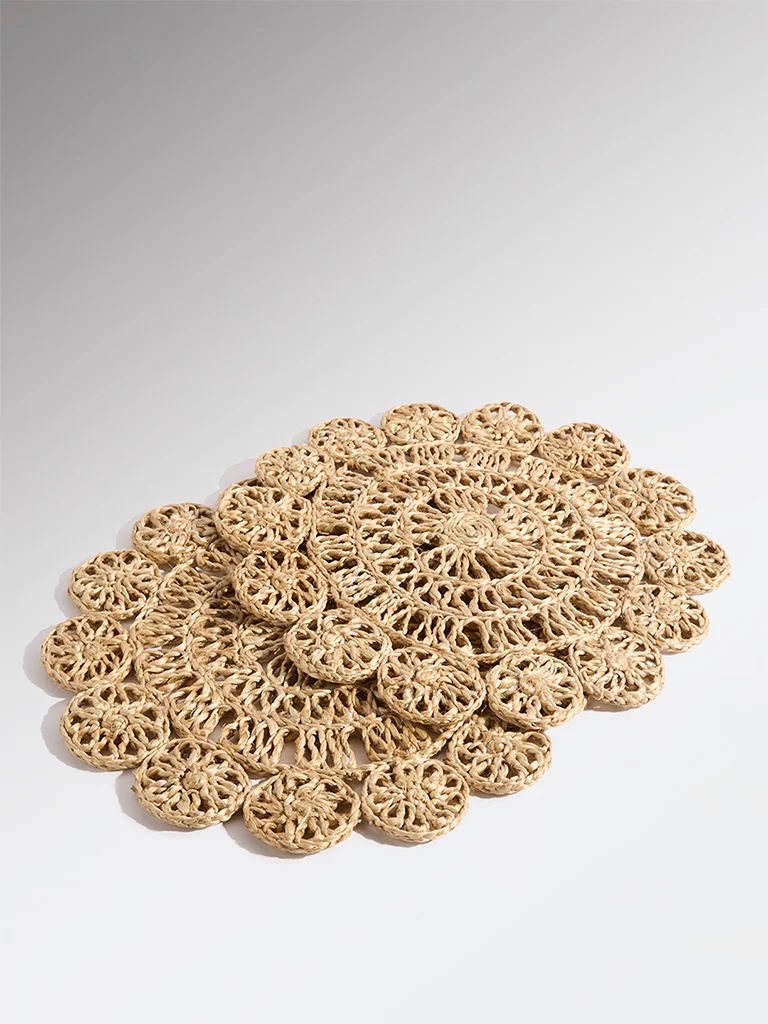 Westside Home Beige Woven-Textured Placemats (Set of 2) - Image 2