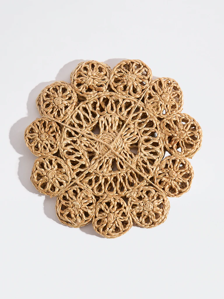 Westside Home Beige Woven-Textured Trivets (Set of 2)