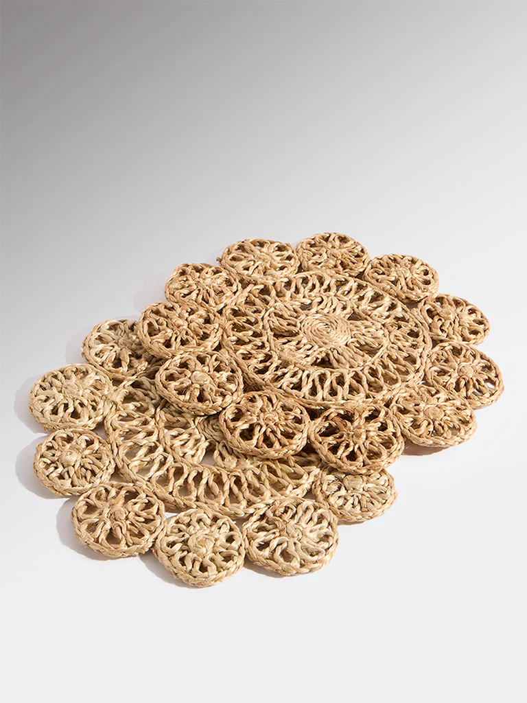 Westside Home Beige Woven-Textured Trivets (Set of 2) - Image 2
