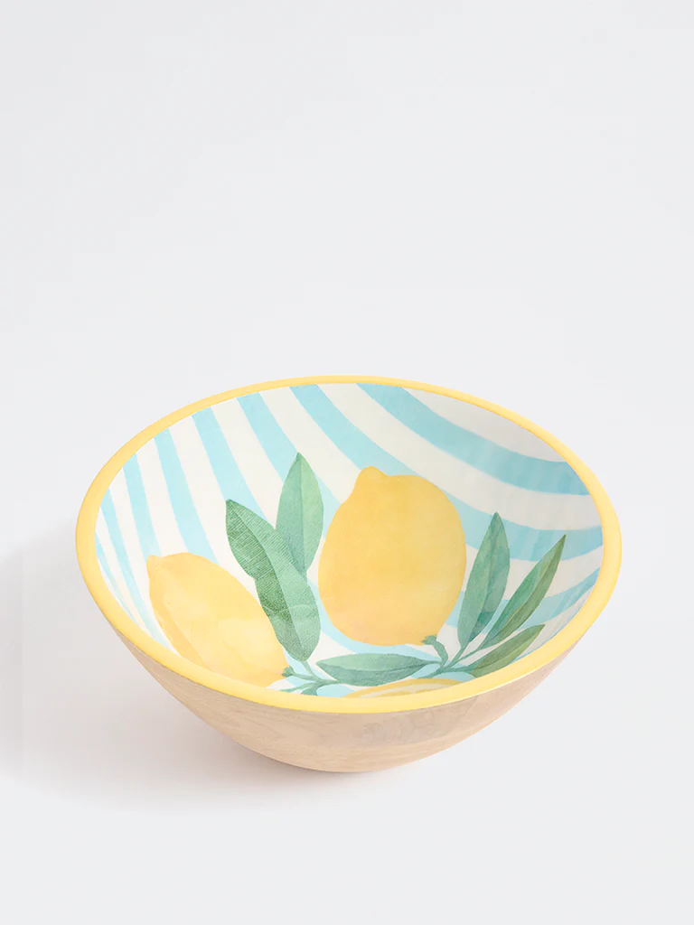 Westside Home Blue and Yellow Lemon Design Bowl