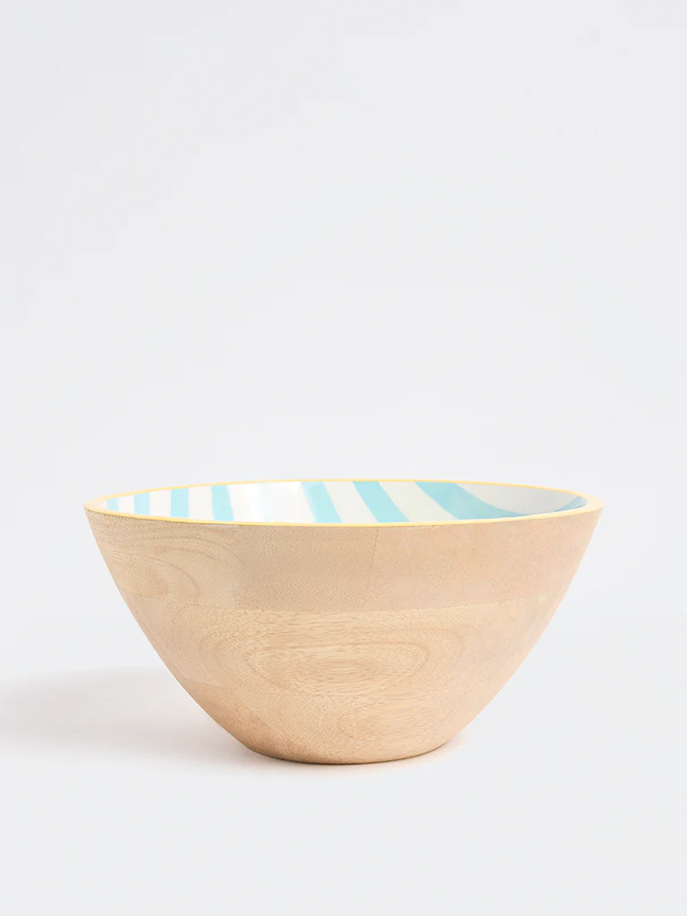 Westside Home Blue and Yellow Lemon Design Bowl - Image 2