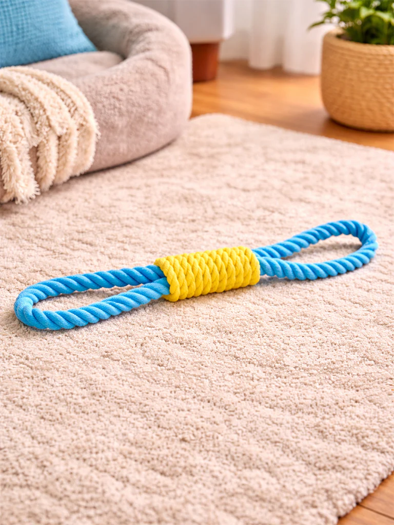 Westside Home Blue And Yellow Twisted Loop Rope Pet Toy - Image 2
