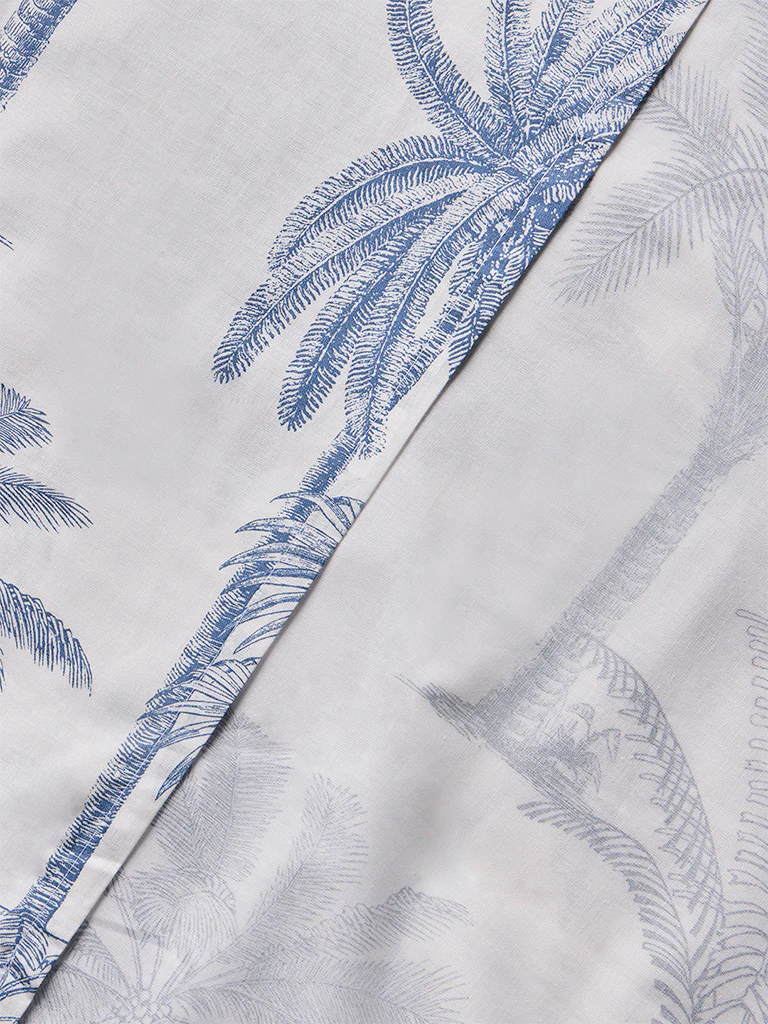 Westside Home Blue Botanical Design King Bed Sheet Set - Image 3
