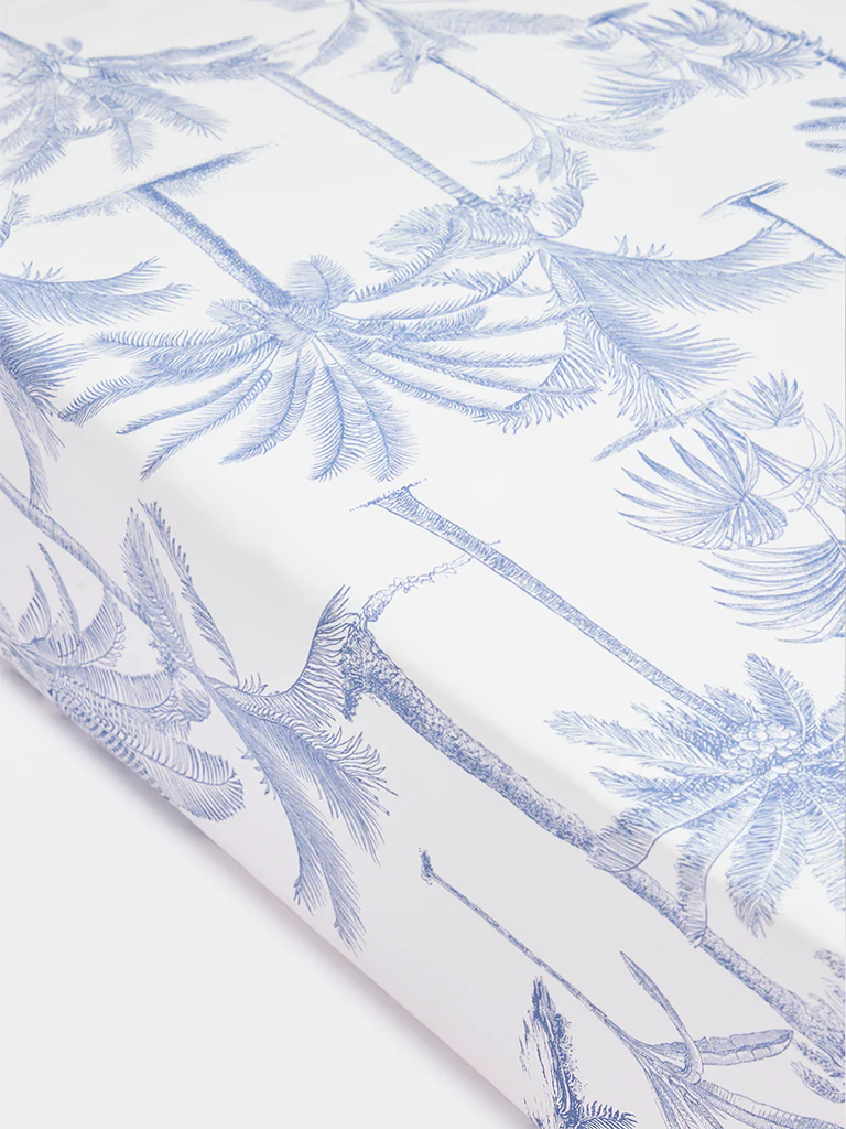 Westside Home Blue Botanical Design Queen Bed Sheet Set - Image 2