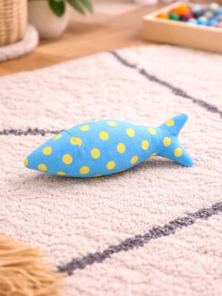Westside Home Blue Polka-Dot Fish-Shaped Plush Pet Toy - Image 2