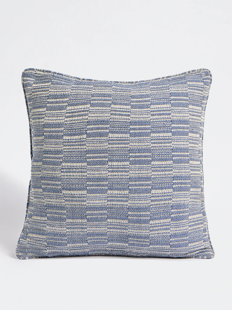 Westside Home Blue Stripe-Textured Cushion Cover - Image 3