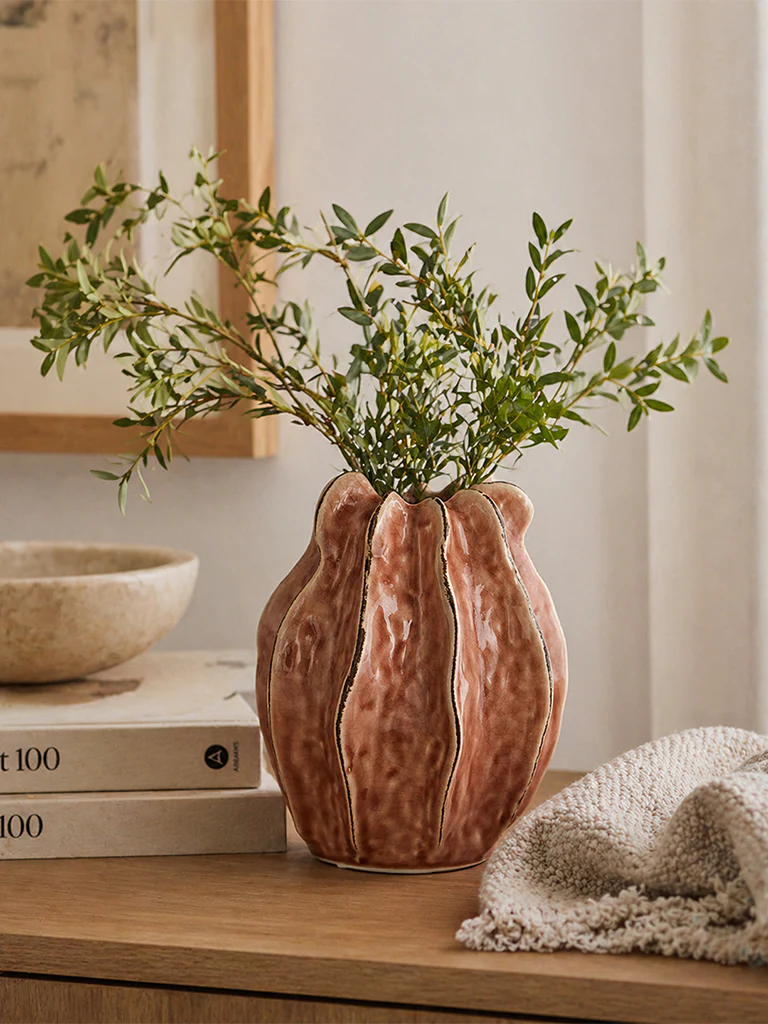 Westside Home Blush Pink Ceramic Fossil Vase