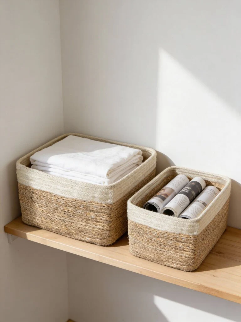 Westside Home Brown Colour-Blocked Seagrass Basket (Set of 2)
