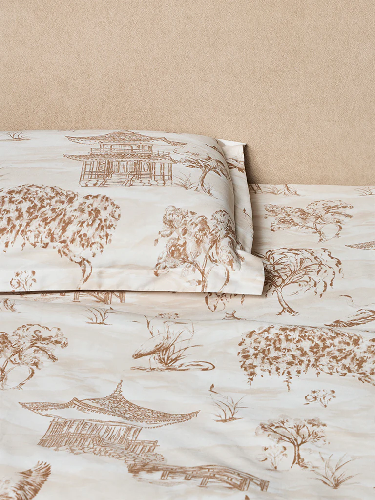 Westside Home Brown Floral Pattern Queen Bed Sheet Set