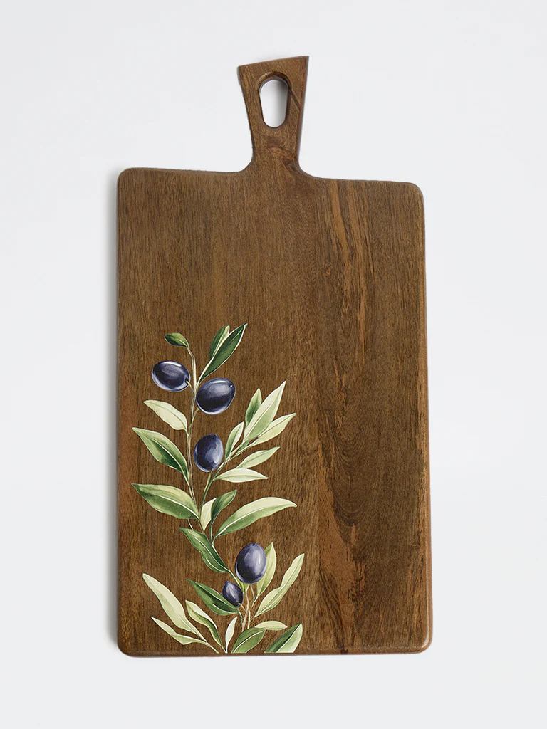 Westside Home Brown Foliage Design Wooden Chopper - Large