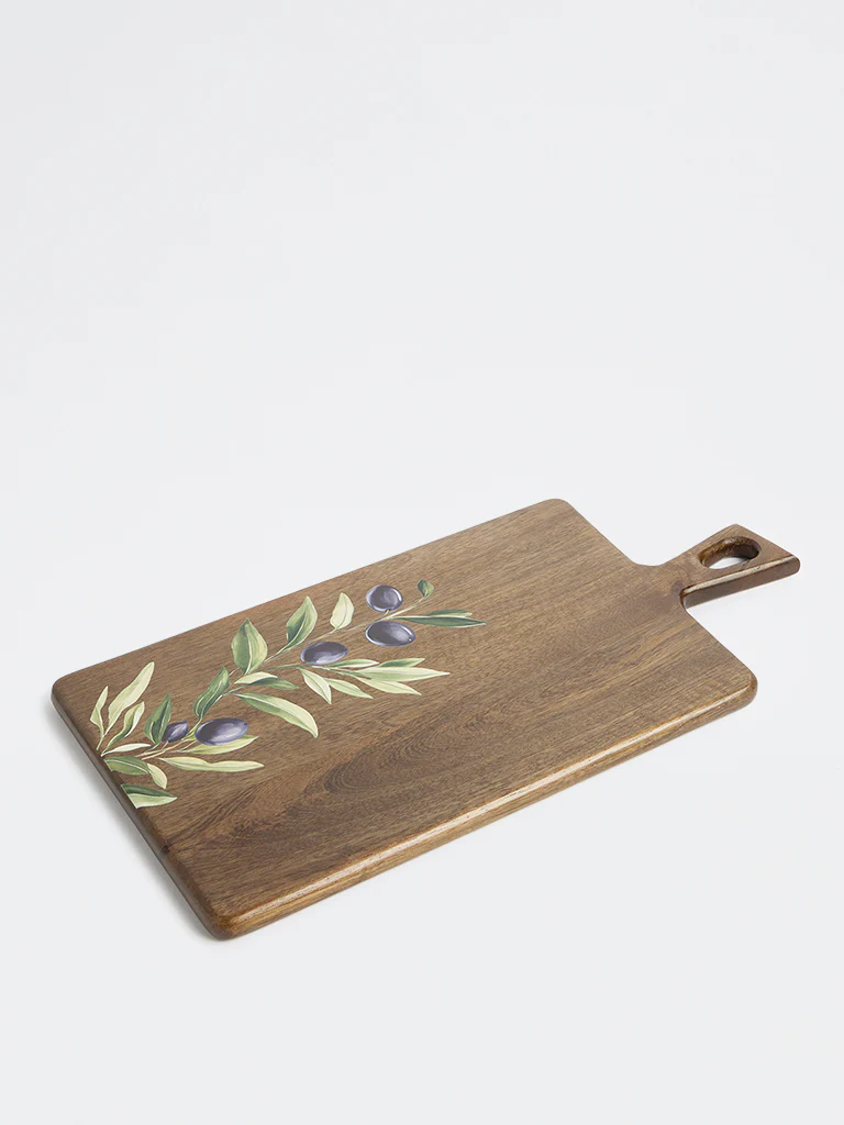 Westside Home Brown Foliage Design Wooden Chopper - Large - Image 2