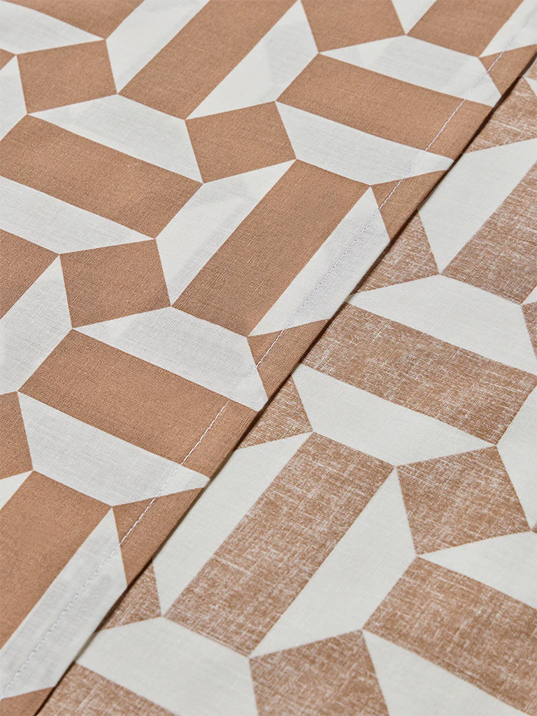 Westside Home Brown Geometric Design King Bed Sheet Set - Image 3