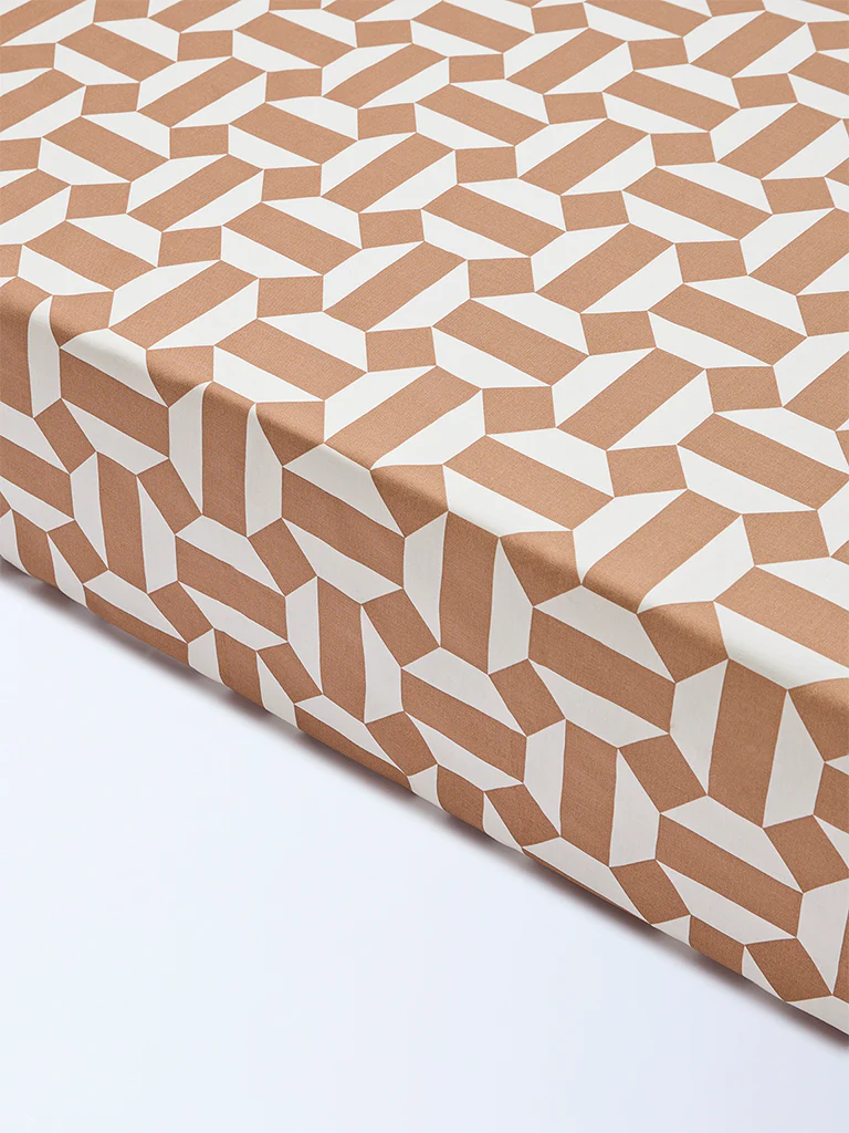 Westside Home Brown Geometric Design Queen Bed Sheet Set - Image 2