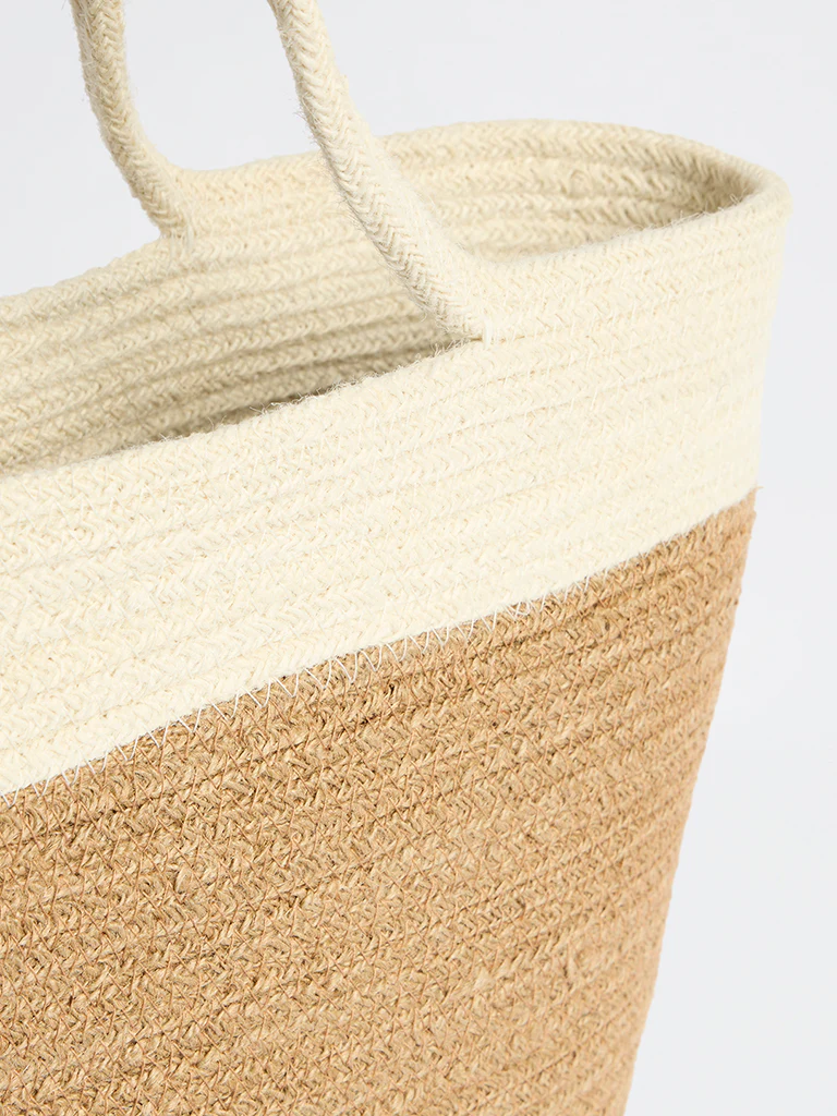 Westside Home Brown Jute Textured Lunch Bag - Image 3