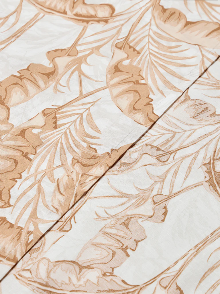 Westside Home Brown Leaf Printed King Bed Sheet Set - Image 3