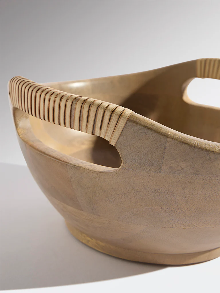 Westside Home Brown Rattan Wooden Bowl - Small - Image 4
