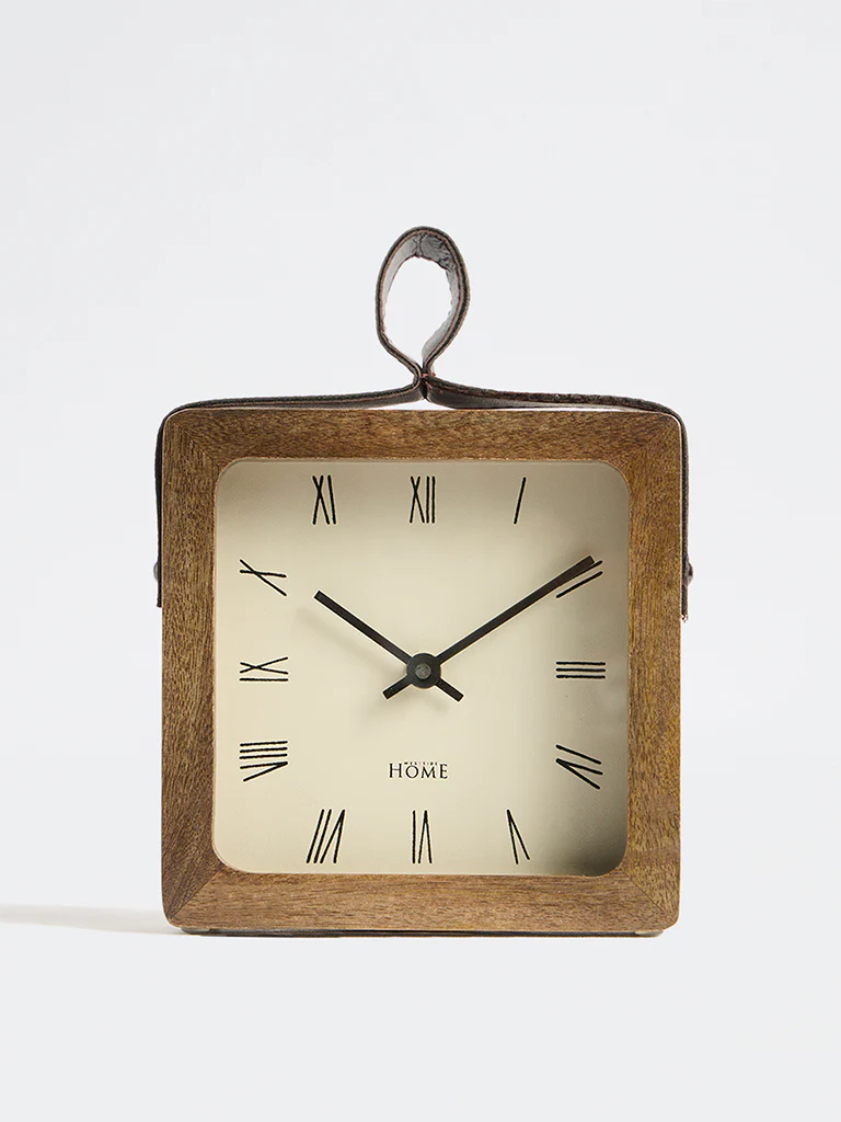 Westside Home Brown Square Table Clock - Image 2