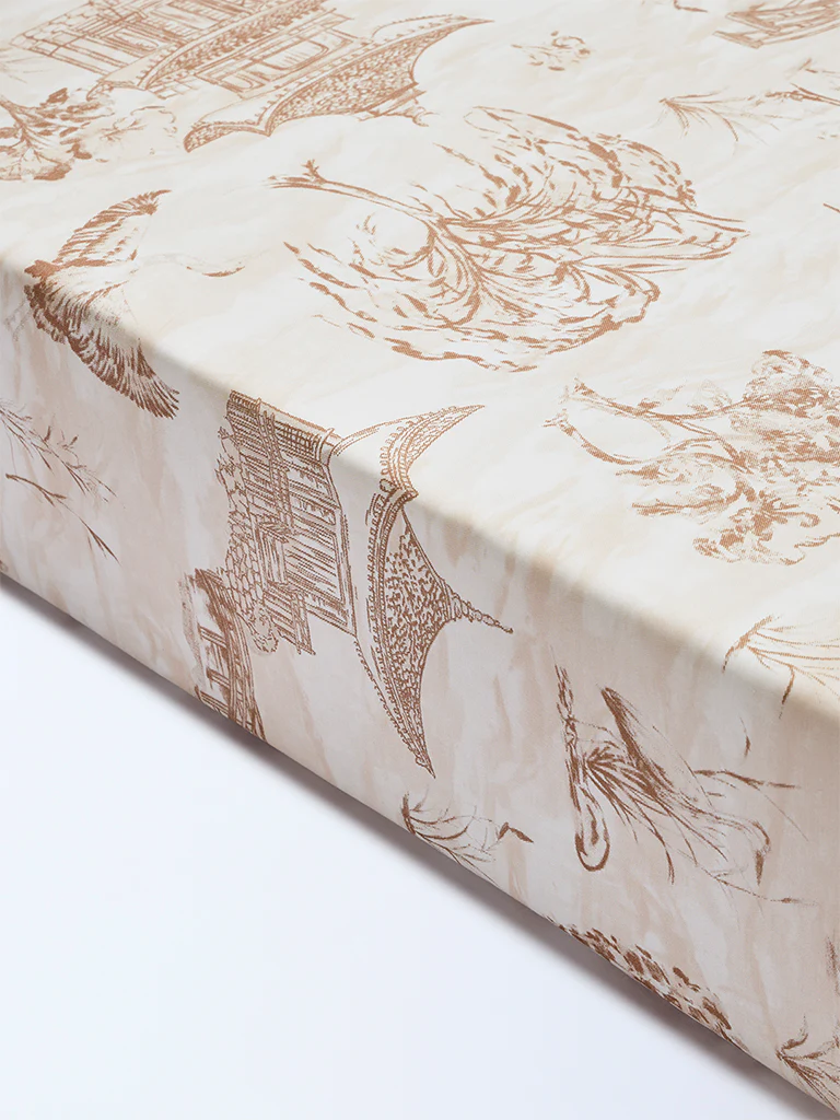 Westside Home Brown Toile Pattern King Bed Sheet Set - Image 2