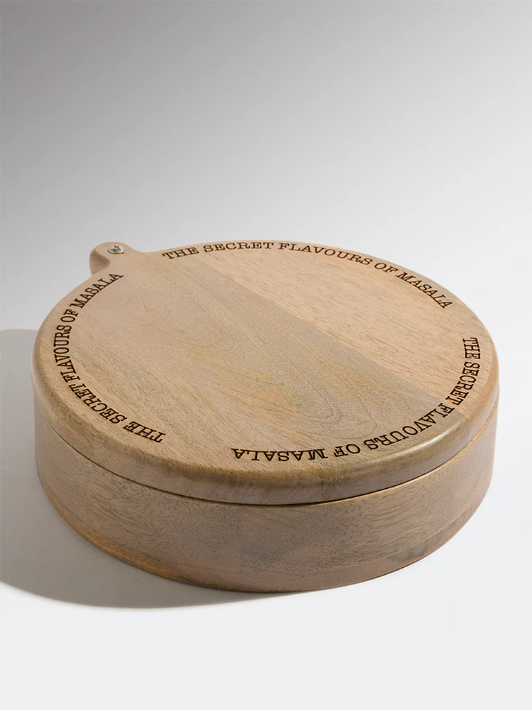 Westside Home Brown Typographic Wooden Masala Box - Image 2