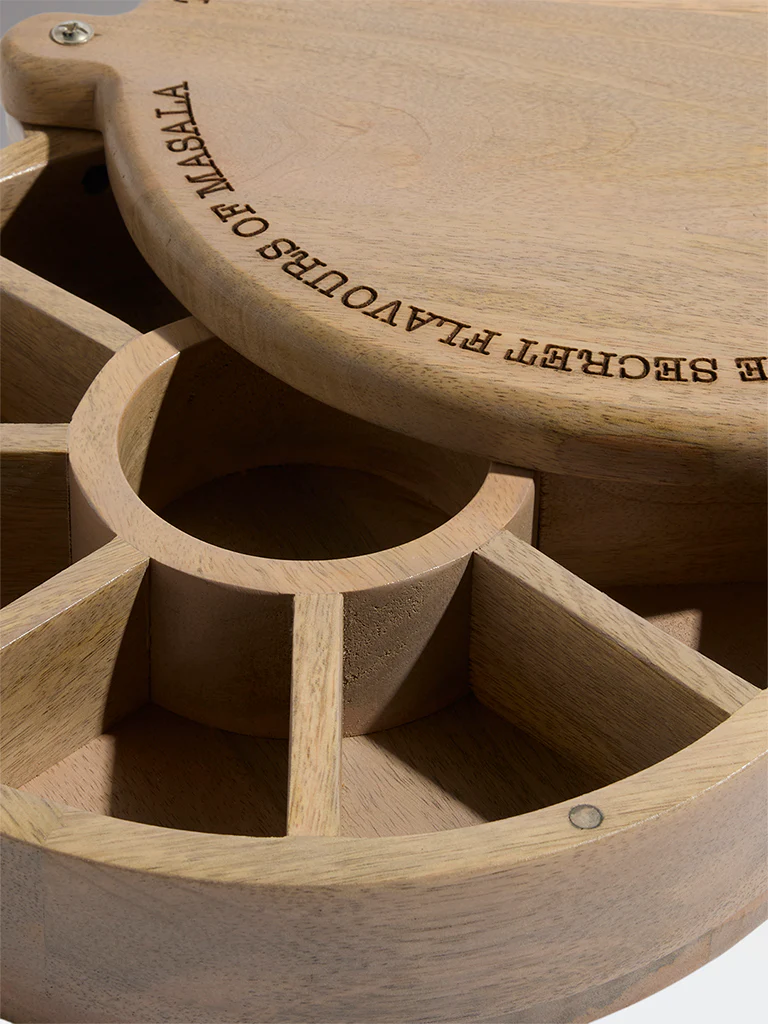 Westside Home Brown Typographic Wooden Masala Box - Image 4
