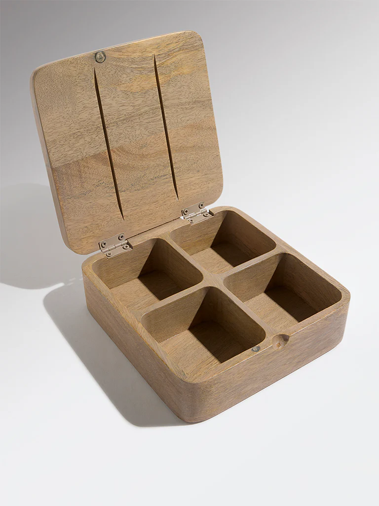 Westside Home Brown Typographic Wooden Nut Box