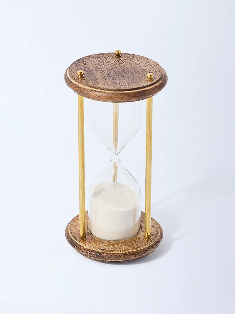 Westside Home Brown Wooden and Metal Hour Glass - Image 2