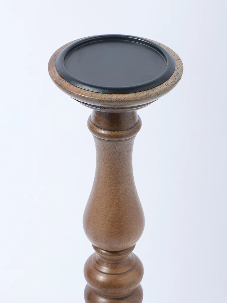 Westside Home Brown Wooden Candle Holder - Image 3
