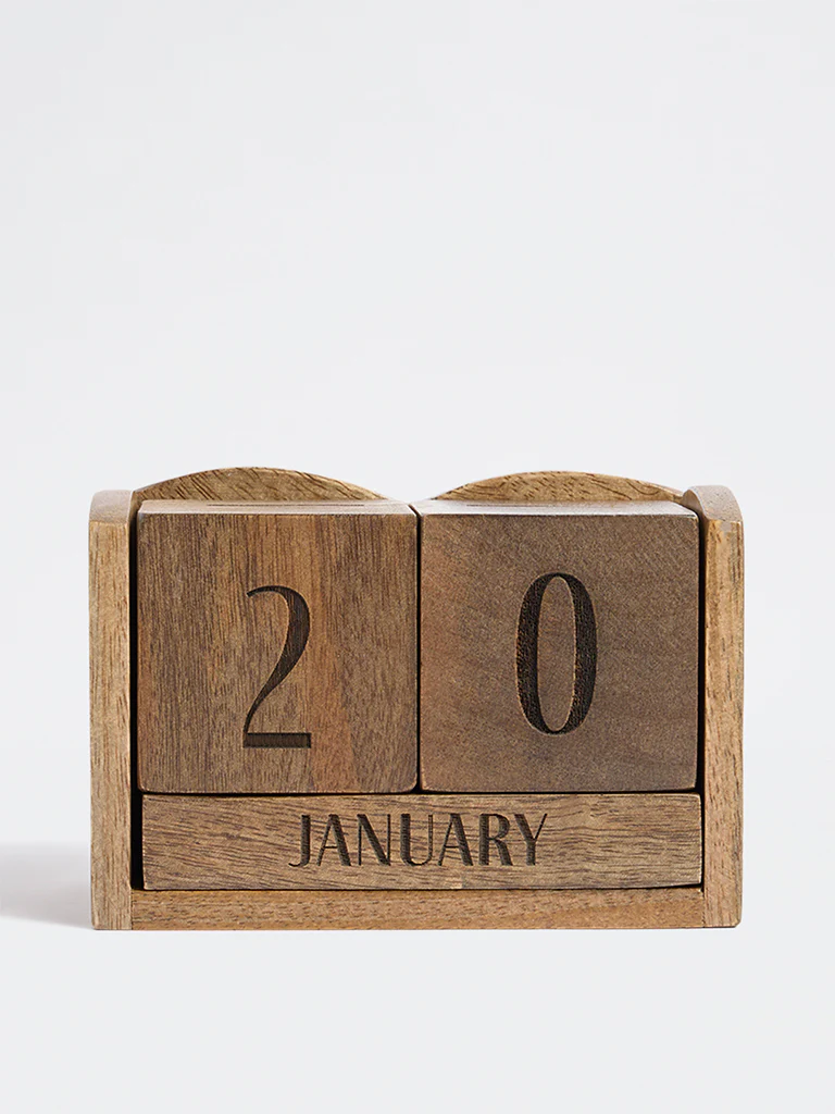 Westside Home Brown Wooden Desk Calendar