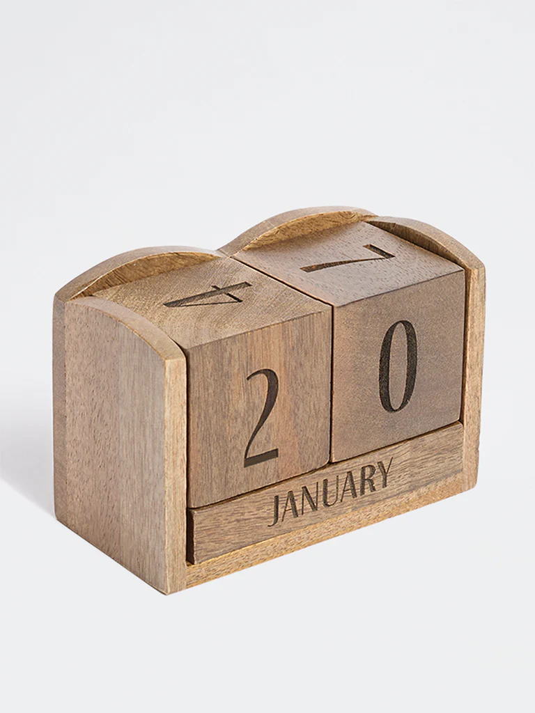 Westside Home Brown Wooden Desk Calendar - Image 2
