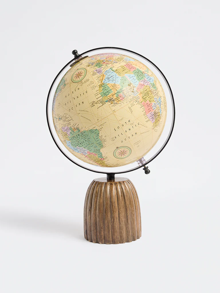 Westside Home Brown Wooden Globe Decorative Object