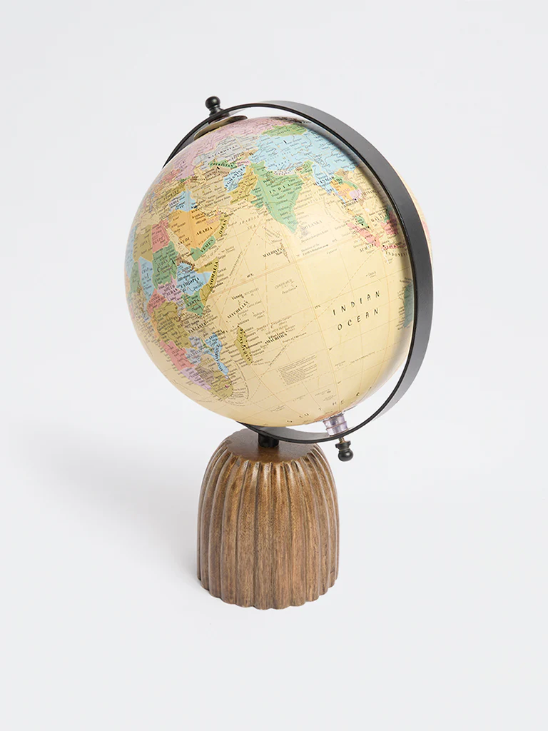 Westside Home Brown Wooden Globe Decorative Object - Image 2