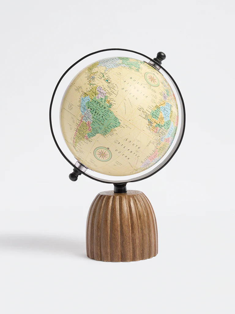 Westside Home Brown Wooden Globe Decorative Object